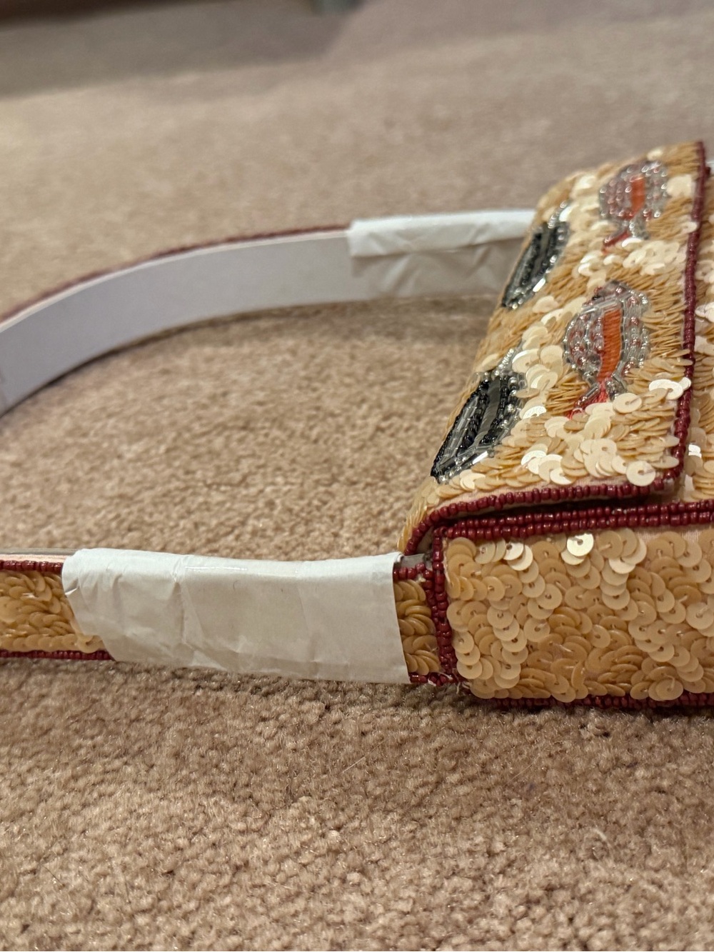 NWT new Anthropologie Fiona beaded shoulder bag purse sardines pink tan beige - Picture 12 of 16